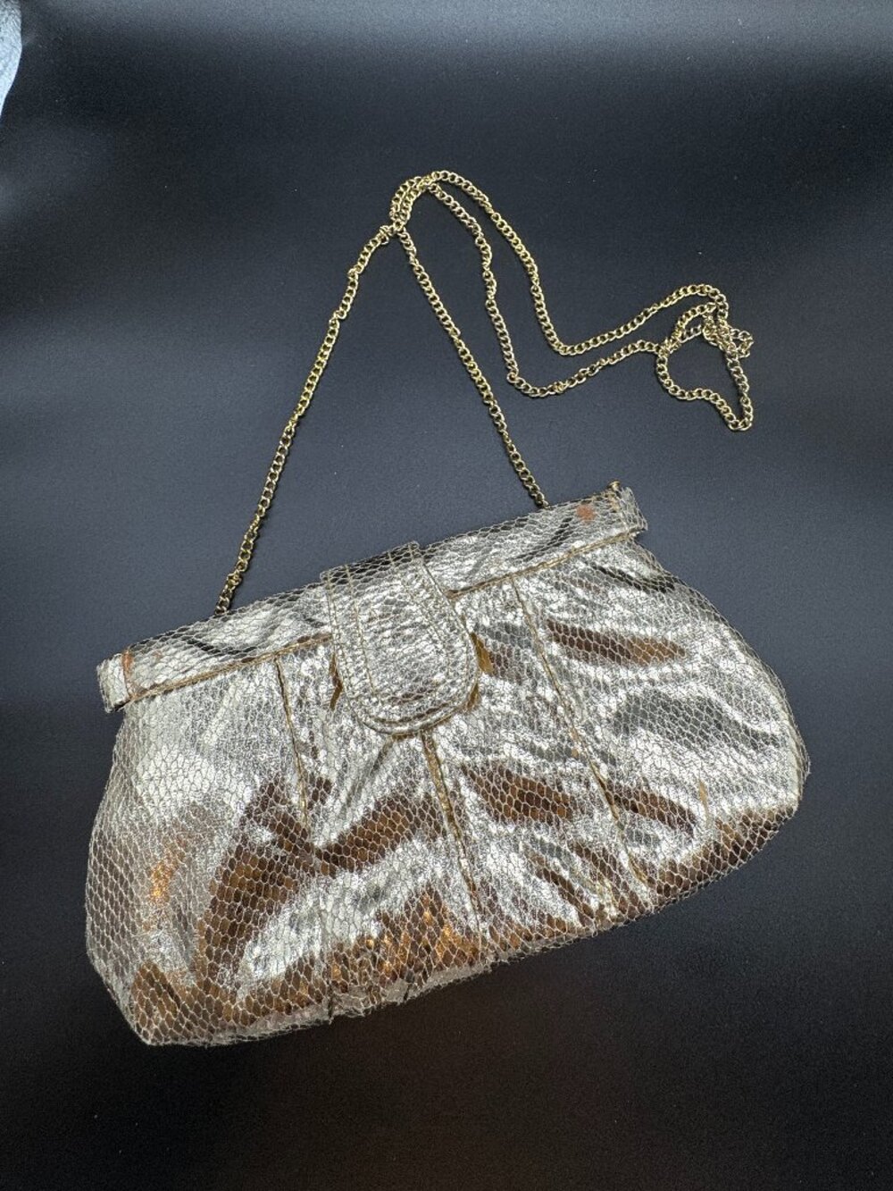 Santi Gold Evening Bag Purse Clutch Faux Snake Skin Texture Polyurethane  *read*